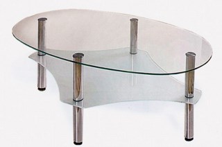 Овальный стеклянный журнальный столик ЖС-10
